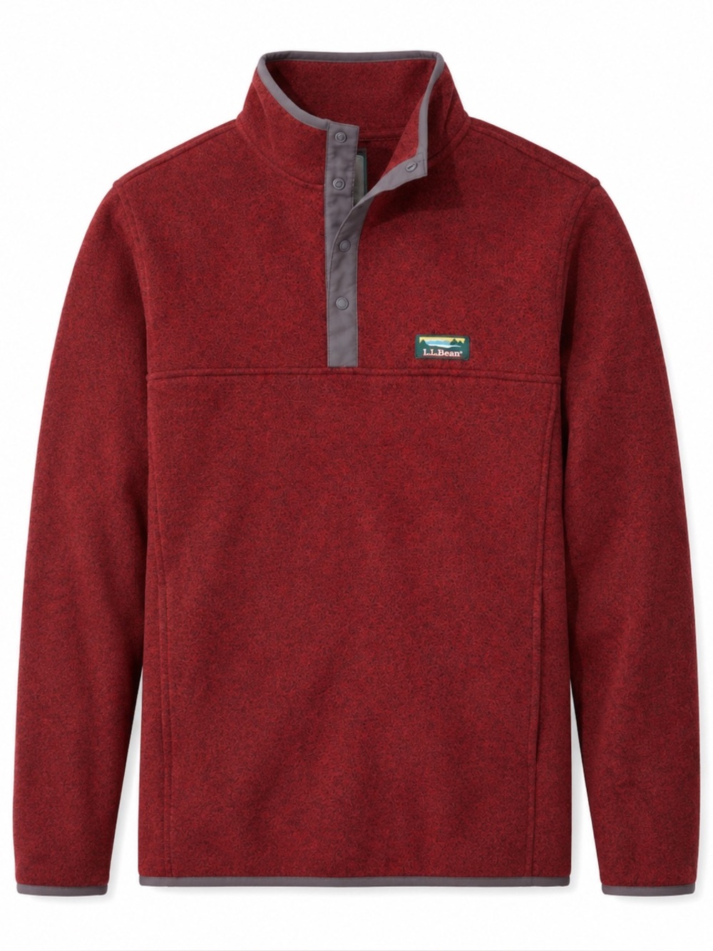 LL Bean Sweater Fleece Pullover Mountain Red Slightly Fitted NWOT Size Large